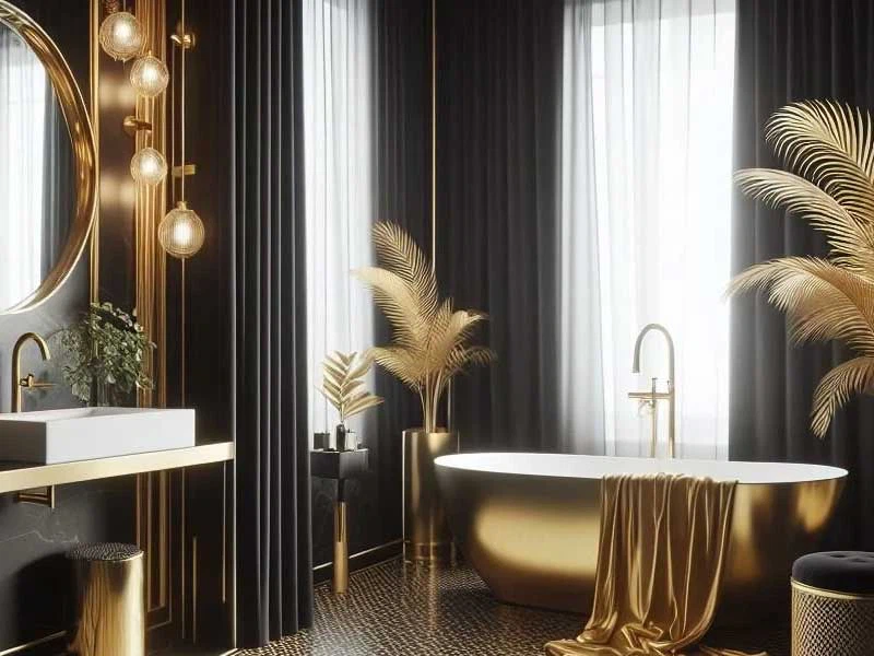 Black-and-Gold-Shower-Curtains Black-and-Gold-Shower-Curtains