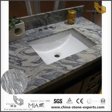China Juparana laminado granito Counter Tops de baño diseño con precio barato