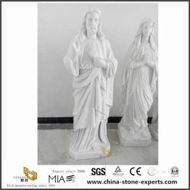 Descuento del bricolaje religioso de piedra Virgen sosteniendo la estatua de mármol de Jesús