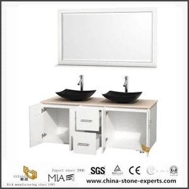 Prefabricar cuarzo encimeras de cuarto de baño con lavamanos doble
