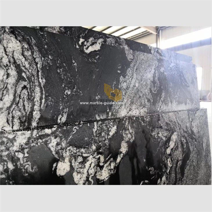 Leather Finish Black Horse Granite Slab For Countertop
