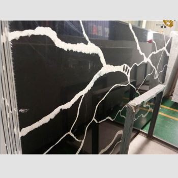 Losas de cuarzo negro de calacatta
