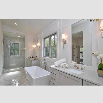 Tapa de tocador de cuarzo blanco cristal para baño