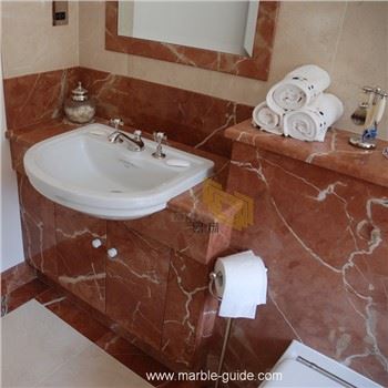 Encimera de Baño de Mármol Rojo Rojo Alicante