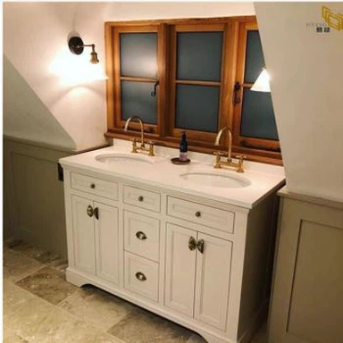 Tapa de tocador de cuarzo blanco para baño