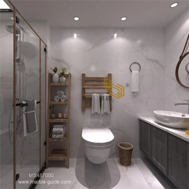 Carrara White Polished Marble Effect Sintered Porcelain Slabs