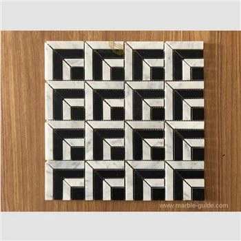Azulejo de mosaico de mármol blanco y negro