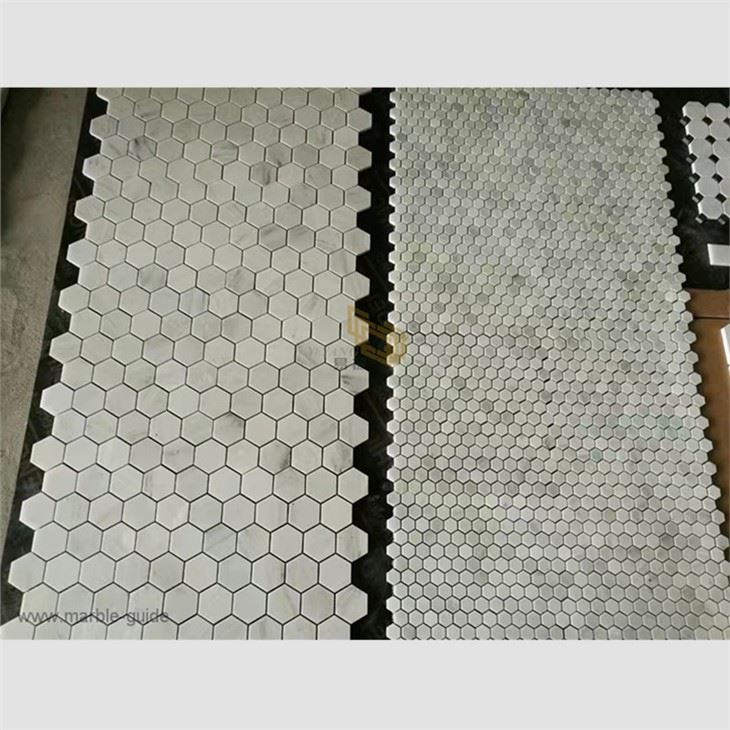 White Hexagon Mosaic Bathroom Floor Tiles